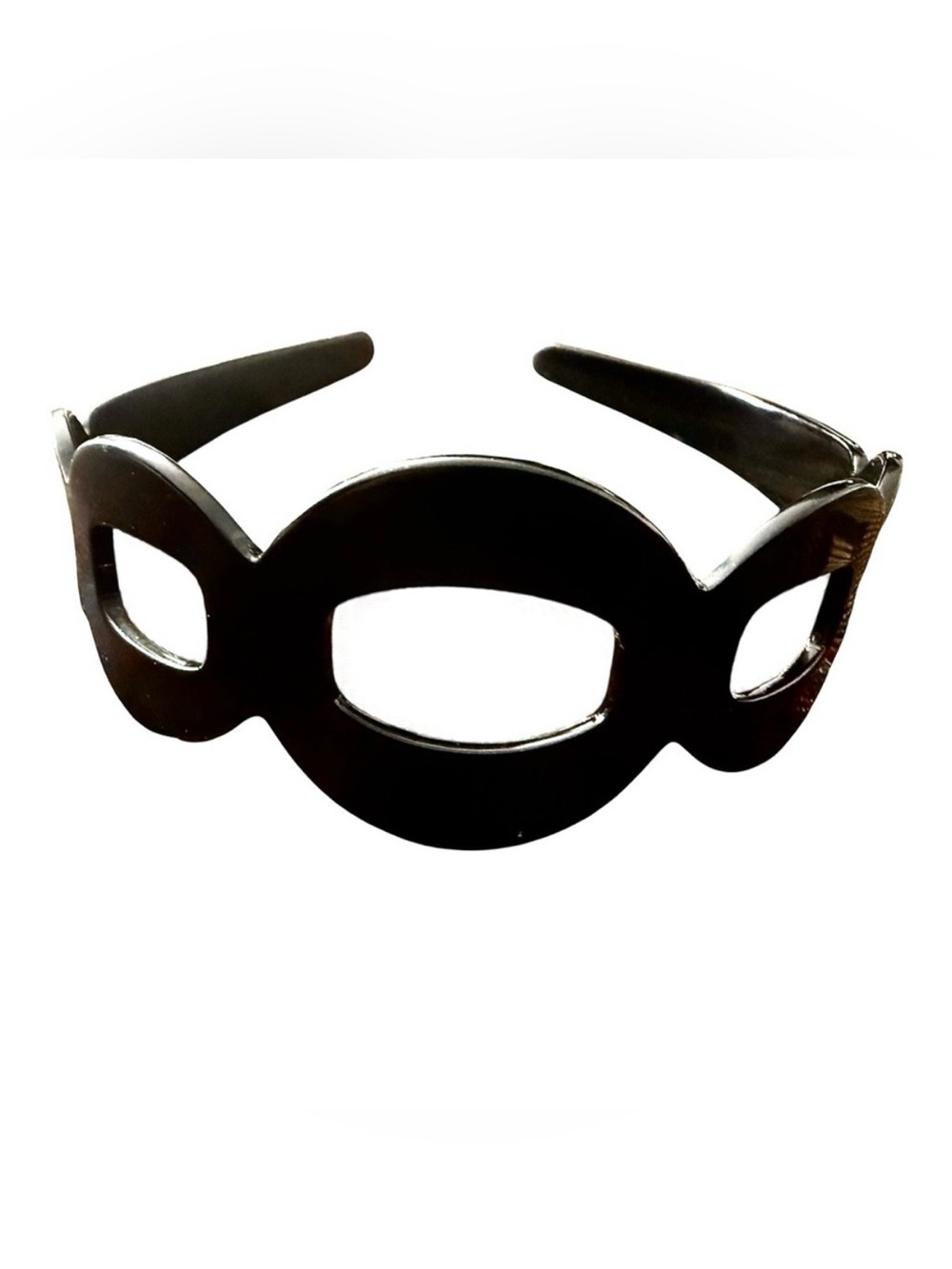 1970’s Vintage Jet Black French Headband with Cutouts, Unique Hair Accessories